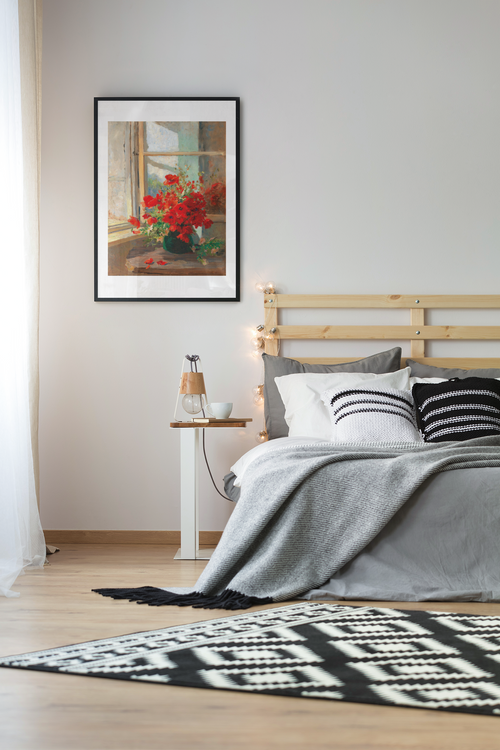 A Bouquet of Poppies by the Window